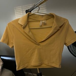 yellow collared crop top